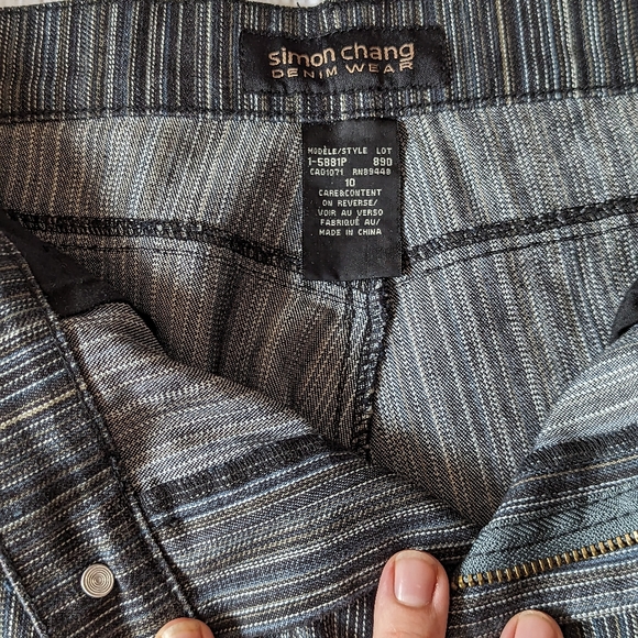 Women's Simon Chang Striped Dress Pants in Denim Sz 10 - Picture 5 of 5